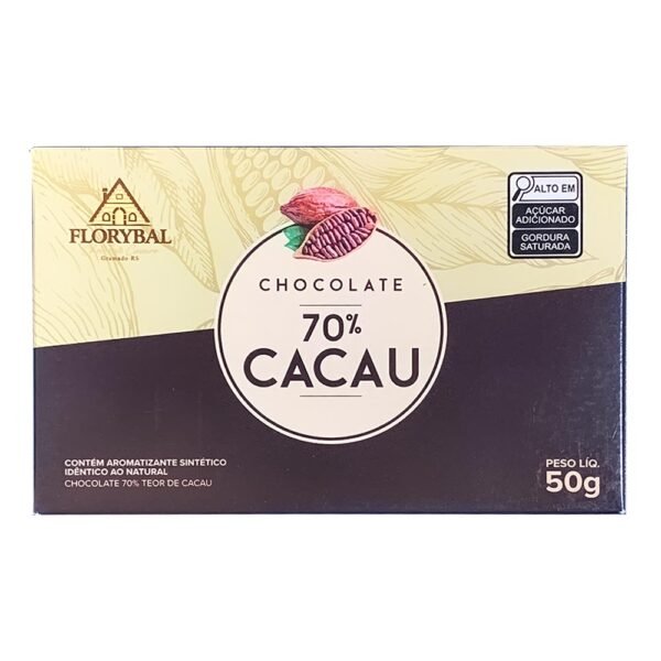 Barra de Chocolate Artesanal 70% Cacau Amargo 50g Florybal