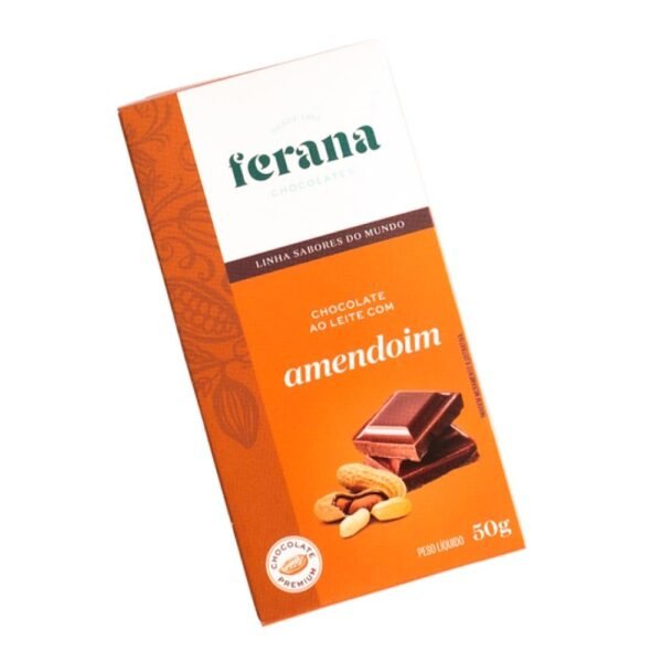 Barra de Chocolate Ao Leite com Amendoim Ferana 50g