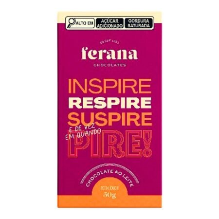 Barra de Chocolate Ao Leite Respire Suspire Ferana 50g