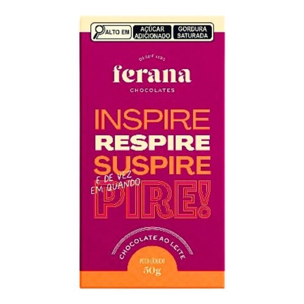 Barra de Chocolate Ao Leite Respire Suspire Ferana 50g