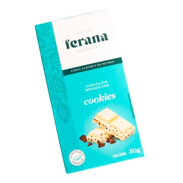 Barra de Chocolate Branco com Cookies Ferana 50g