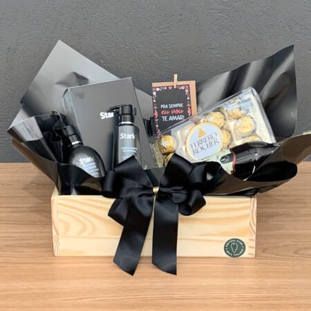 Cesta Licor Fino de Jabuticaba + Ferrero Rocher + Hidratante e Sabonete Liquido Stark + Cartão "Pra Sempre Vou Te Amar"