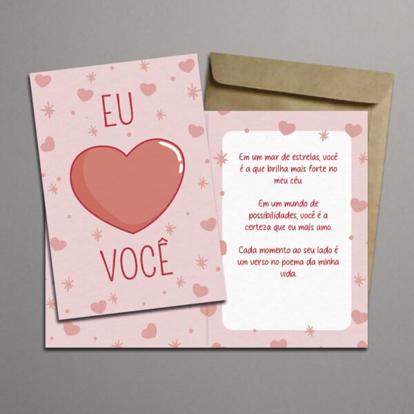 Cartão Dobrável 11x15cm Com Envelope • Amor • Eu amo você