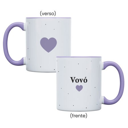 Caneca Cerâmica 325ml Alça Lilas • Vovó