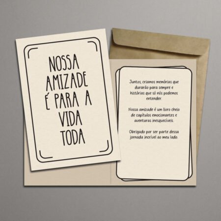 Cartão Dobrável 11x15cm Com Envelope • Amizade • Bege