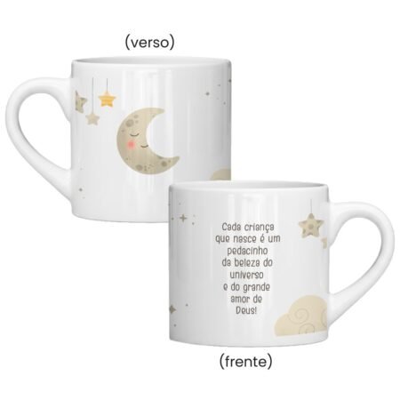 Caneca Ceramica 180ml Reta Branca - Cada criança que nasce é um pedacinho da beleza do universo