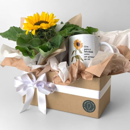 Cesta Girassol P11 + Caneca "Gire Para a Felicidade"