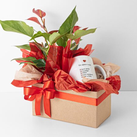 Cesta Antúrio P09 Vermelho + Caneca Eu Quero Você - Valentine's Day 2026