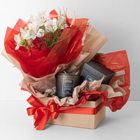 Cesta Ramalhete Brisa + Vela Aromatica Sementes 210g Essenza - Valentine's Day 2026
