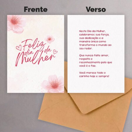 Cartão 13x9cm Com Envelope Feliz Dia Da Mulher