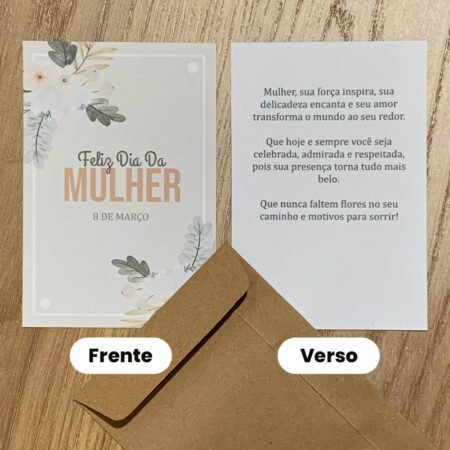 Cartão 11x8cm  Com Envelope Feliz Dia Da Mulher