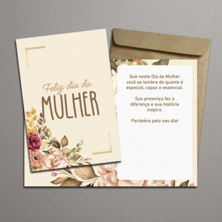 Cartão Dobrável 11x15cm Com Envelope • Feliz Dia Da Mulher