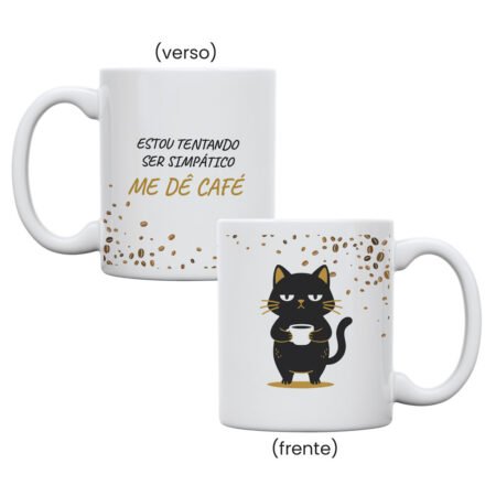Caneca Cerâmica 325ml Branca • Estou tentando ser simpático, me dê café