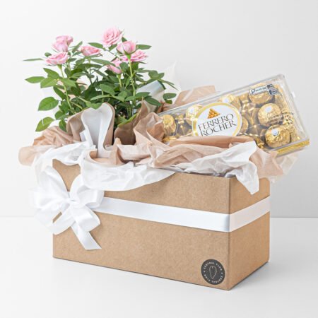 Cesta Mini Rosa P15 + Ferrero Rocher