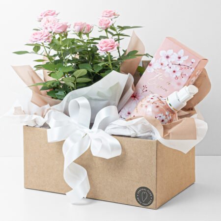 Cesta Mini Rosa P15 Rosa + Hidratante Corporal 350ml Mahogany