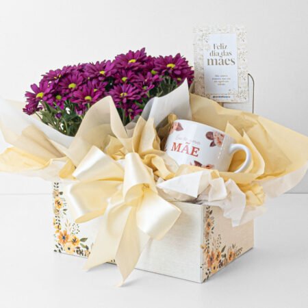 Cesta Mini Margarida P11 Bordô + Caneca Especial • Dia Das Mães 2026