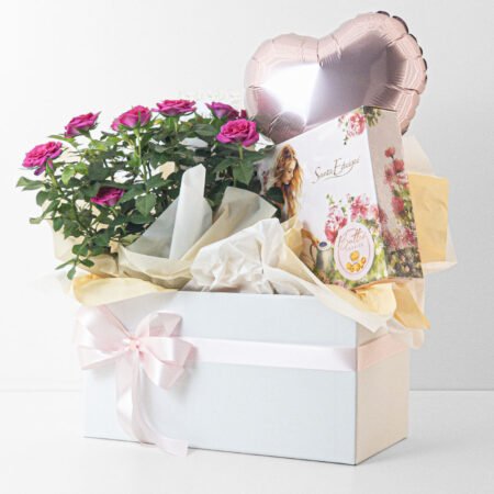 Cesta Mini Rosa P15 Rosa + Biscoito + Balão • Dia Das Mães 2026