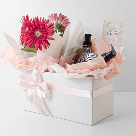 Cesta Gerbera P14 Rosa + Hidratante + Sabonete Líquido • Dia Das Mães 2026