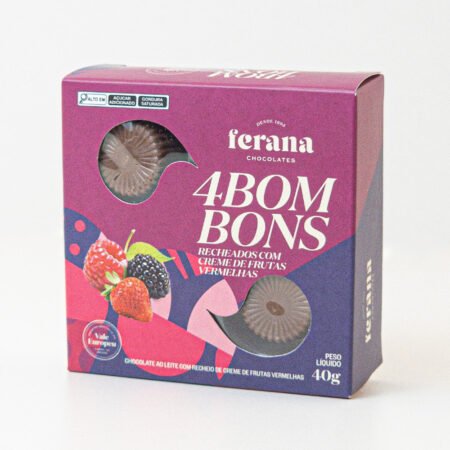 Estojo 4 Bombons Com Frutas Vermelhas Ferana 40g