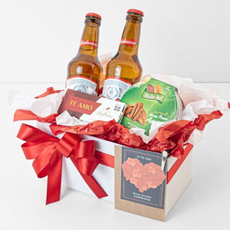Cesta Budweiser + Nozes Pecan + Chocolate Te Amo + Cartão - Dia Dos Namorados 2026