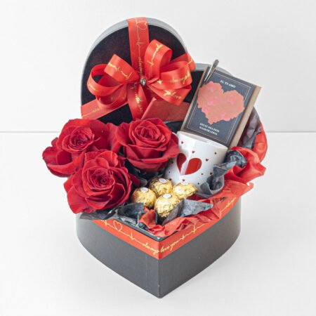 Cesta 3x Rosa Importada + Ferrero Rocher + Caneca + Cartão - Dia Dos Namorados 2026
