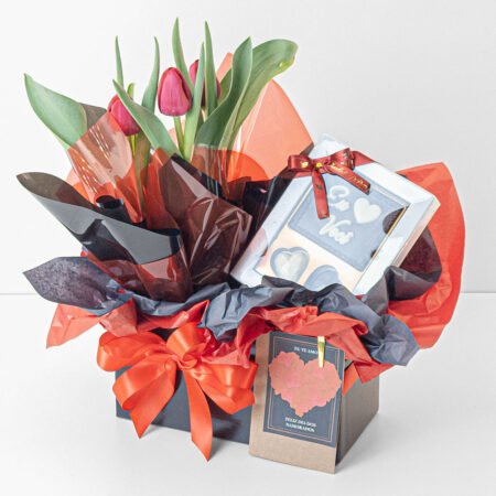 Cesta Tulipa P12 3 Bulbos + Chocolate Di Pietro + Cartão - Dia Dos Namorados 2026