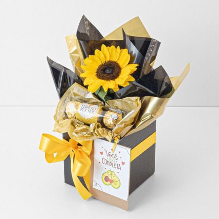 Girassol P11 + Cachepô de Papel + Ferrero Rocher + Cartão - Dia Dos Namorados 2026