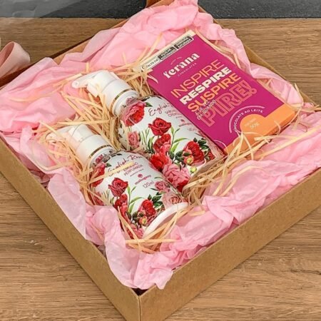 Cesta Chocolate Ferana 50g + Sab 140ml + Hidratante English Rose Mahogany