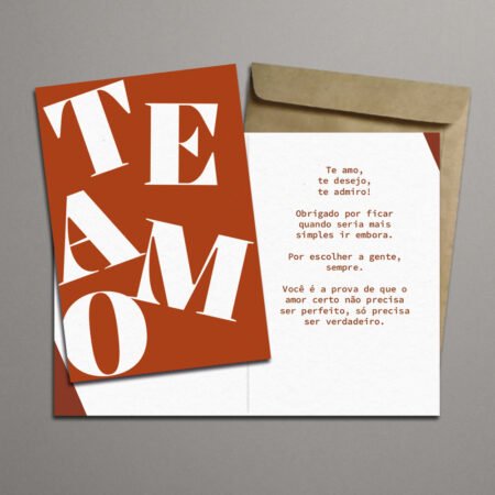 Cartão Dobrável 11x15cm Com Envelope - Amor - Te Amo