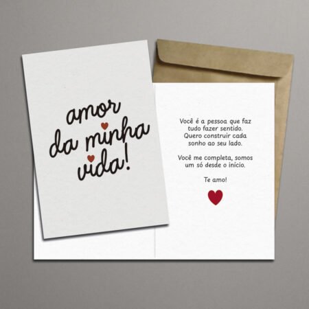 Cartão Dobrável 11x15cm Com Envelope - Amor - Amor da minha vida