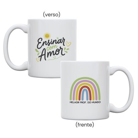 CANECA CERAMICA 325ML BRANCA PROFESSORES MELHOR PROF DO MUNDO