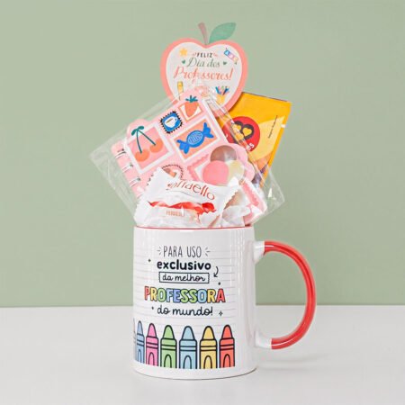 Kit Caneca + Mini Bloco + Cappucino + Bombom + Tag Dia Dos Professores