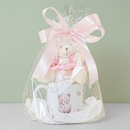 Cesta Maternidade + Caneca + urso Rosa