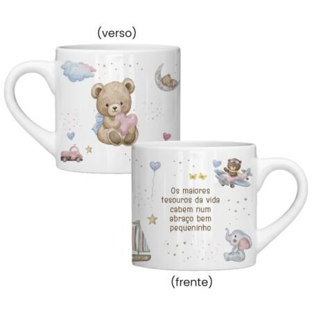 CANECA CERAMICA 180ML RETA BRANCA MATERNIDADE OS MAIORES TESOUROS